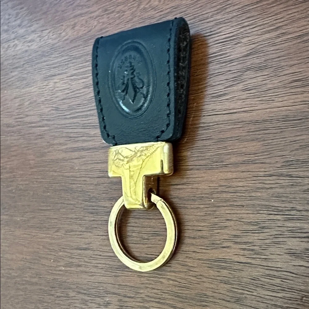 🔑 NEW Firenze Black and Gold Keychain leather Florence Italy Italian leather